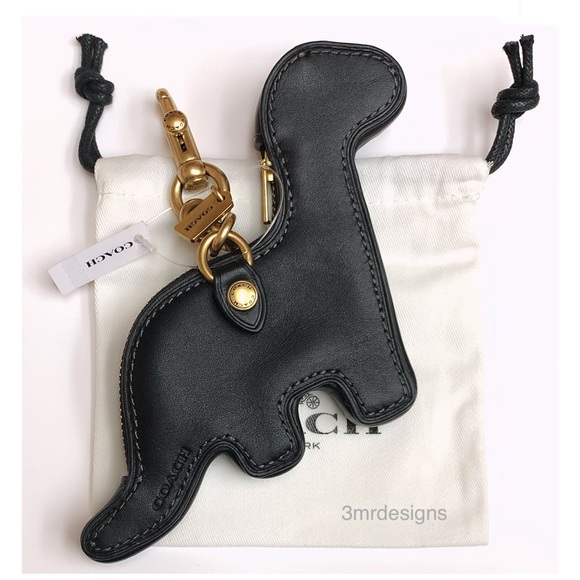 NWT COACH DINO Soft Black Glovetanned Leather With Brass Coin Purse/Keychain - Picture 10 of 11